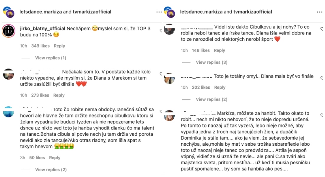 Komentáre na Instagrame Markíza