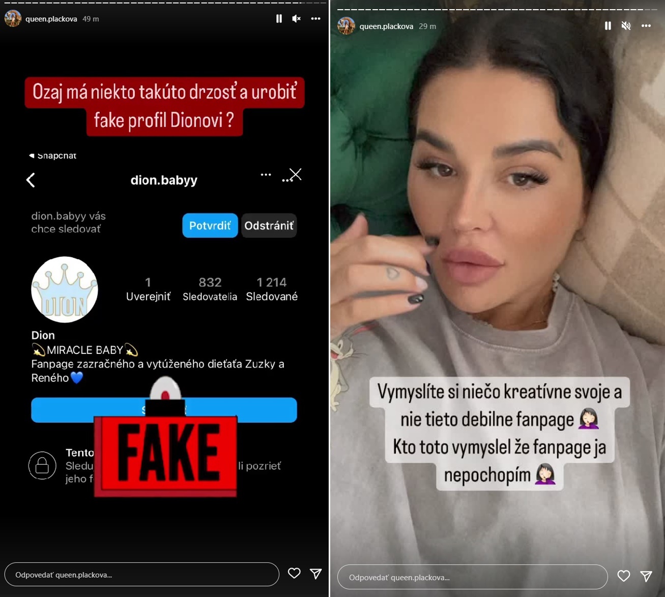 Zuzana Plačková falošný profil