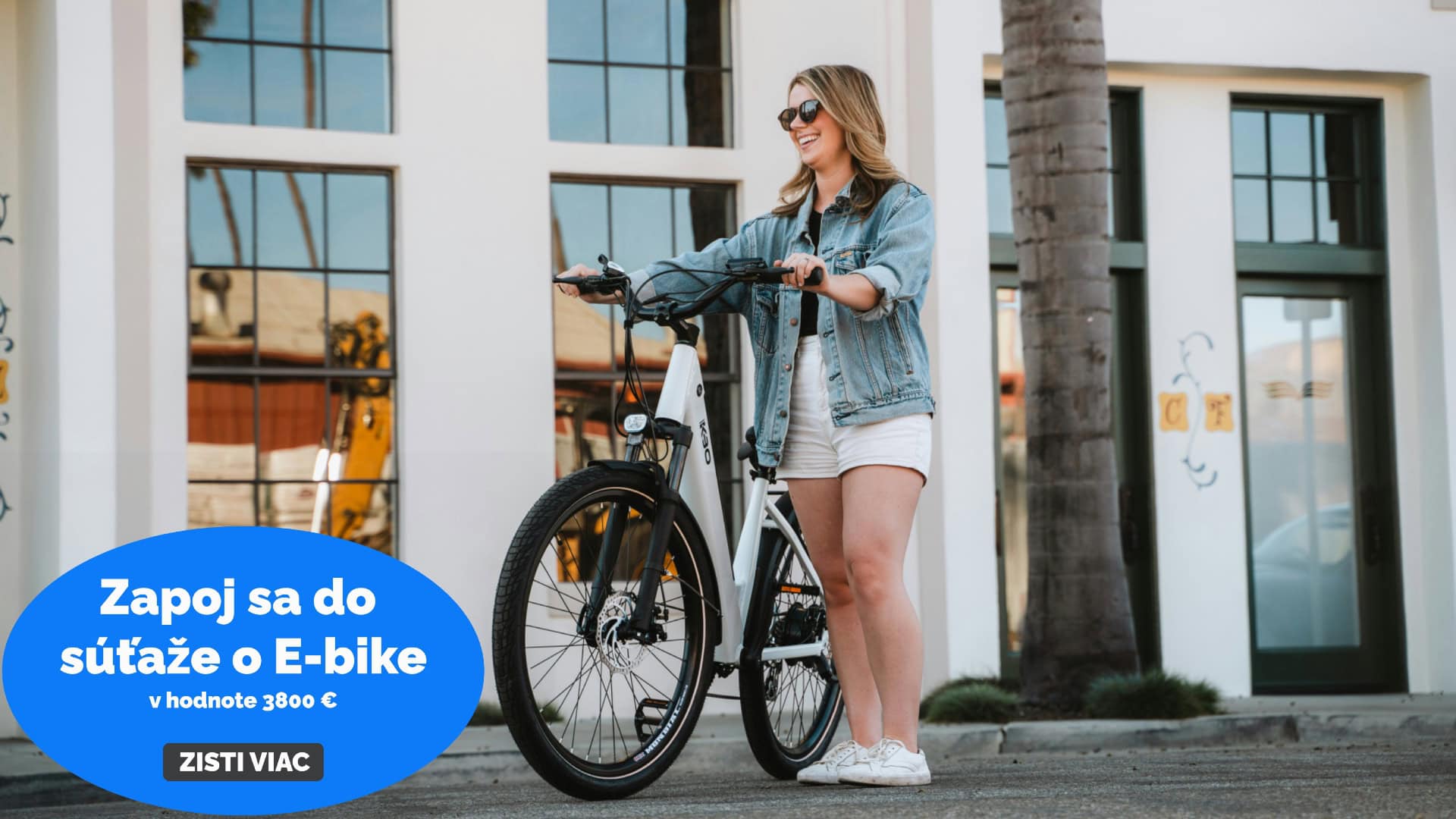 premium súťaž, e-bike, žena s bicyklom